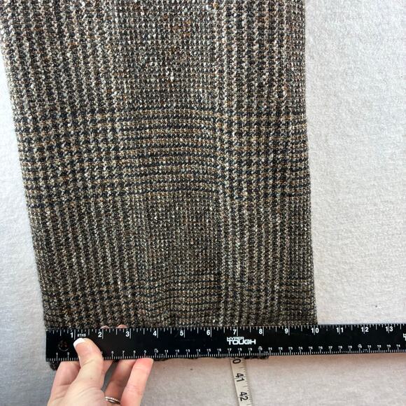 Zara Wool Blend Tweed Pants Slacks Plaid Wide Leg Prep Brown Old Money Classic 8 - Picture 5 of 15